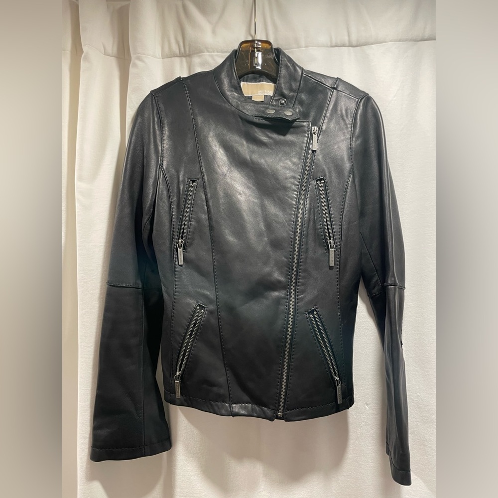 Black Leather Jacket - Michael Kors